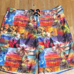 725 Originals Multicolor Tropical Print Swim Trunks